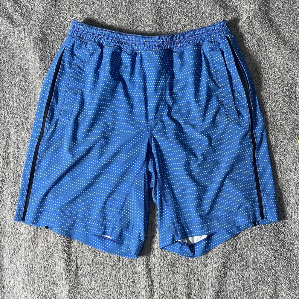 Lululemon Pace Breaker Shorts Men's Large Blue Dot 9" Running Gym